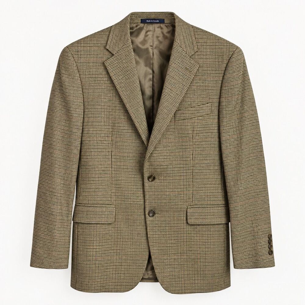 Vintage Ralph Lauren Polo University Men’s Blazer Size 44L Houndstooth 100% Wool